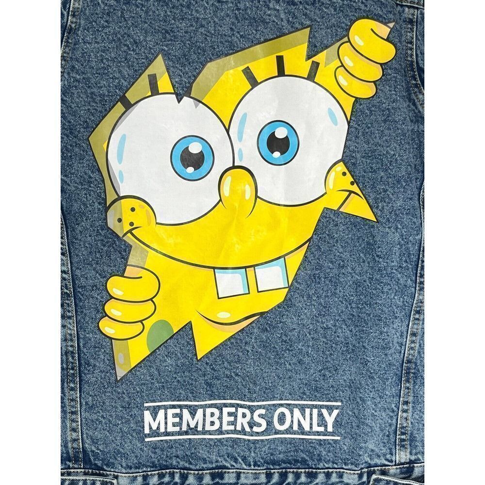 Members Only x Sponge Bob Trucker Denim Jean Jacket X Nickelodeon Size Small New - Picture 12 of 12